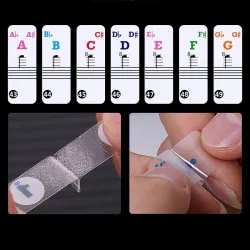 88 Tasten - Bunte Klaviernoten - transparente Tastaturaufkleber