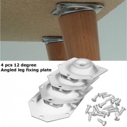 Angled table leg fixing plate - mounting bracket for furniture legs - set 4 pieces