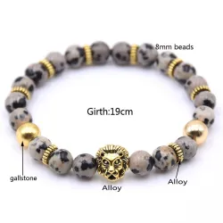 Lion head bracelet with natural stone beads