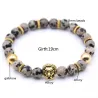 Lion head bracelet with natural stone beads