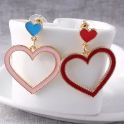 Heart shaped long earrings