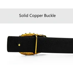Leather belt with a crystals & tiger's headBelts