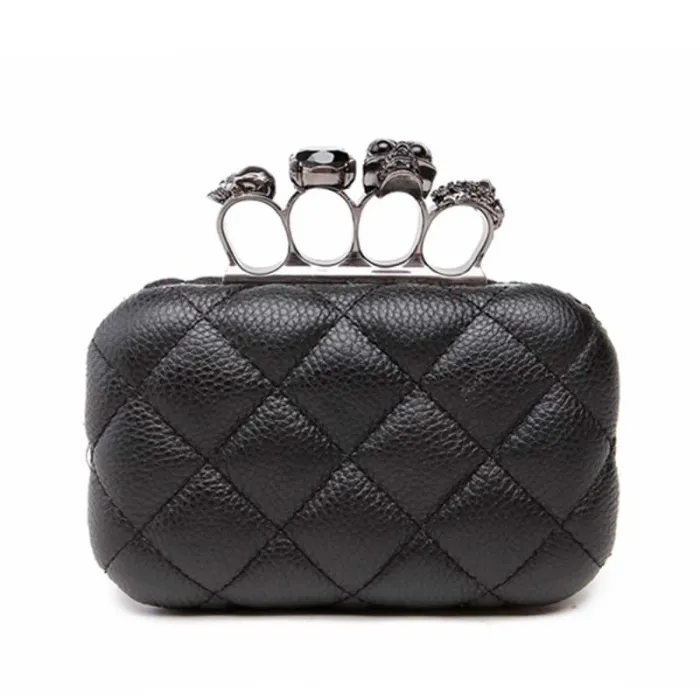 Luxury skull ring vintage plaid bag - clutch bag with chainHandbags