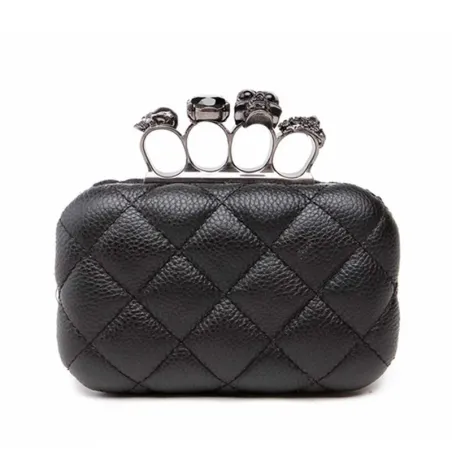 Luxury skull ring vintage plaid bag - clutch bag with chainHandbags