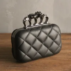 Skull ring woman evening bag vintage plaid woman clutch bag Ladies messenger bags Mini black Luxury