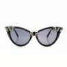 SWOKENCE Skull Frame Cat Eye Sunglasses Men Women Cool Black Rhinestone Sun Shades Halloween Party B