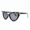 SWOKENCE Skull Frame Cat Eye Sunglasses Men Women Cool Black Rhinestone Sun Shades Halloween Party B