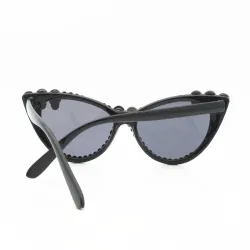 SWOKENCE Skull Frame Cat Eye Sunglasses Men Women Cool Black Rhinestone Sun Shades Halloween Party B