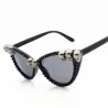 SWOKENCE Skull Frame Cat Eye Sunglasses Men Women Cool Black Rhinestone Sun Shades Halloween Party B