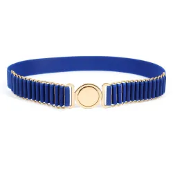 Elegant elastic belt with gold round buckleBelts