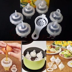 7pcsset Egg Tool with Separator Hard Boil Egg Cooker Clear Silicone Maker Without Shell Maker Egg S