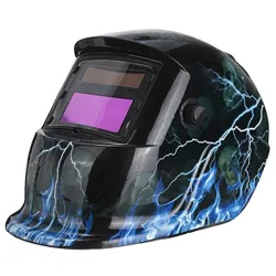 Schweißhelm - automatische Verdunkelung - einstellbar - solarblauer Blitz / Schädel