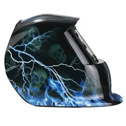 Schweißhelm - automatische Verdunkelung - einstellbar - solarblauer Blitz / Schädel