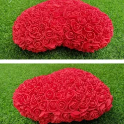 30x30cm Red Rose Bear Sweet Heart Rose Artificial Flower Rose Heart Decoration Valentines Birthday G