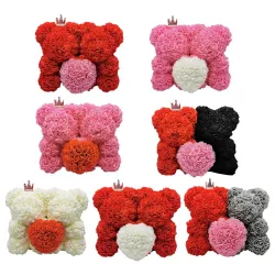 2020 new 25-35cm two rose bear artificial flower Valentines Day gift for girlfriend wife rose decor