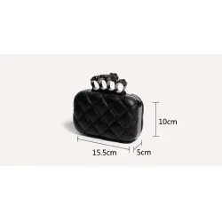 Skull ring woman evening bag vintage plaid woman clutch bag Ladies messenger bags Mini black Luxury