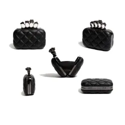 Luxury skull ring vintage plaid bag - clutch bag with chainHandbags