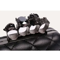 Luxury skull ring vintage plaid bag - clutch bag with chainHandbags