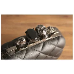 Luxury skull ring vintage plaid bag - clutch bag with chainHandbags