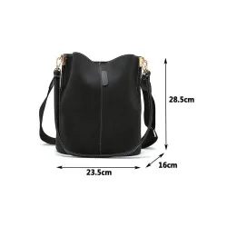 Messenger bag Women Bucket Shoulder Bag large capacity vintage Matte PU Leather lady handbag Luxury