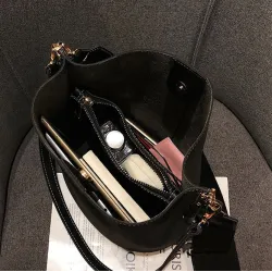 Messenger bag Women Bucket Shoulder Bag large capacity vintage Matte PU Leather lady handbag Luxury