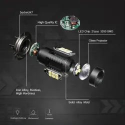 2pcs LED-Lampe super hell Auto Nebelscheinwerfer - 12v 24v 6000k weißes Auto fahren 21 3030-SMD Lauflicht auto led h7 Lampe