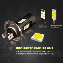 2pcs LED-Lampe super hell Auto Nebelscheinwerfer - 12v 24v 6000k weißes Auto fahren 21 3030-SMD Lauflicht auto led h7 Lampe