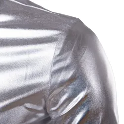 lila beschichtete metallische Nacht Club tragen Hemd - Männer lange Ärmel Knopf unten Herren Kleid Hemd glänzende elastische Che