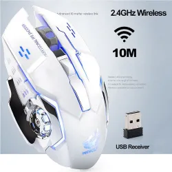 Kabellose optische Gaming-Maus - wiederaufladbar - leise - LED hinterleuchtet - ergonomisch