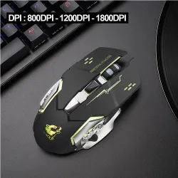 Kabellose optische Gaming-Maus - wiederaufladbar - leise - LED hinterleuchtet - ergonomisch