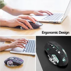 Kabellose optische Gaming-Maus - wiederaufladbar - leise - LED hinterleuchtet - ergonomisch