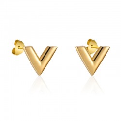 V pattern stud earrings - stainless steel