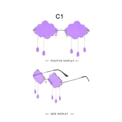 Clouds & tassels - vintage / steampunk rimless sunglasses - UV400Sunglasses