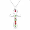 Silver Cross with colourful crystals - stainless steel necklaceNecklaces