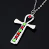 Silver Cross with colourful crystals - stainless steel necklaceNecklaces
