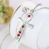 Silver Cross with colourful crystals - stainless steel necklaceNecklaces