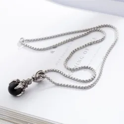 Dragon's Pfote mit Kristall - Vintage Edelstahl Halskette
