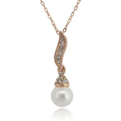 Crystal angel wing with pearl - necklaceNecklaces