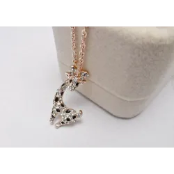 Halskette aus Edelstahl mit Kristall Giraffe