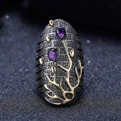 Vintage lila Zirkon - Goldbaum - Ring