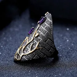 Vintage lila Zirkon - Goldbaum - Ring