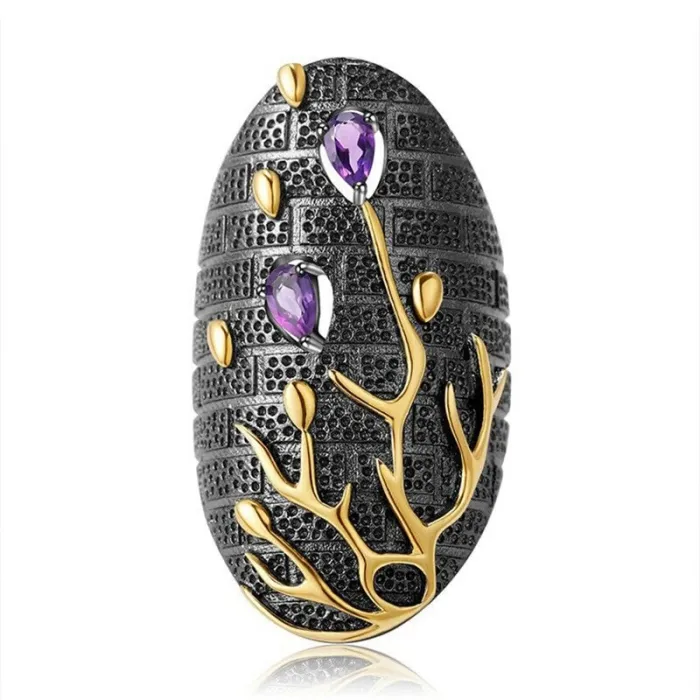Vintage lila Zirkon - Goldbaum - Ring
