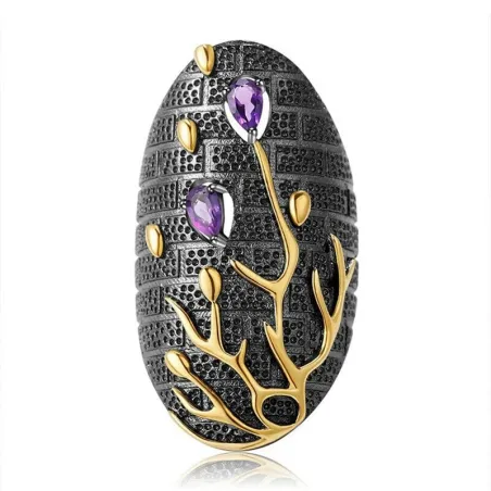 Vintage lila Zirkon - Goldbaum - Ring