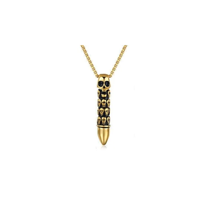 Titanium steel bullet with skulls - necklaceNecklaces