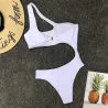 Hollow out - einteiliger Badeanzug mit Push-up - weiß - schwarz - monokini