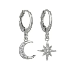 Kristall Mond & Stern - Gold & Silber Ohrringe