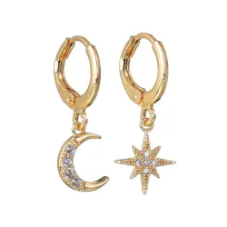 Kristall Mond & Stern - Gold & Silber Ohrringe