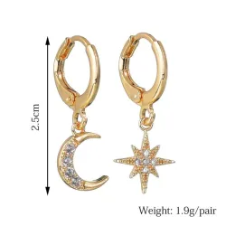 Kristall Mond & Stern - Gold & Silber Ohrringe