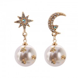 Star Moon Design Earrings - Drop Style