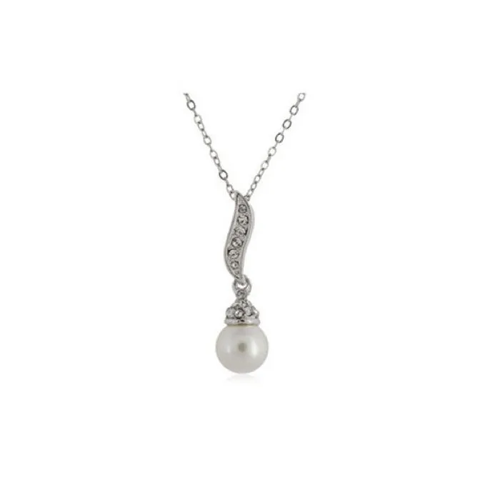 Crystal angel wing with pearl - necklaceNecklaces